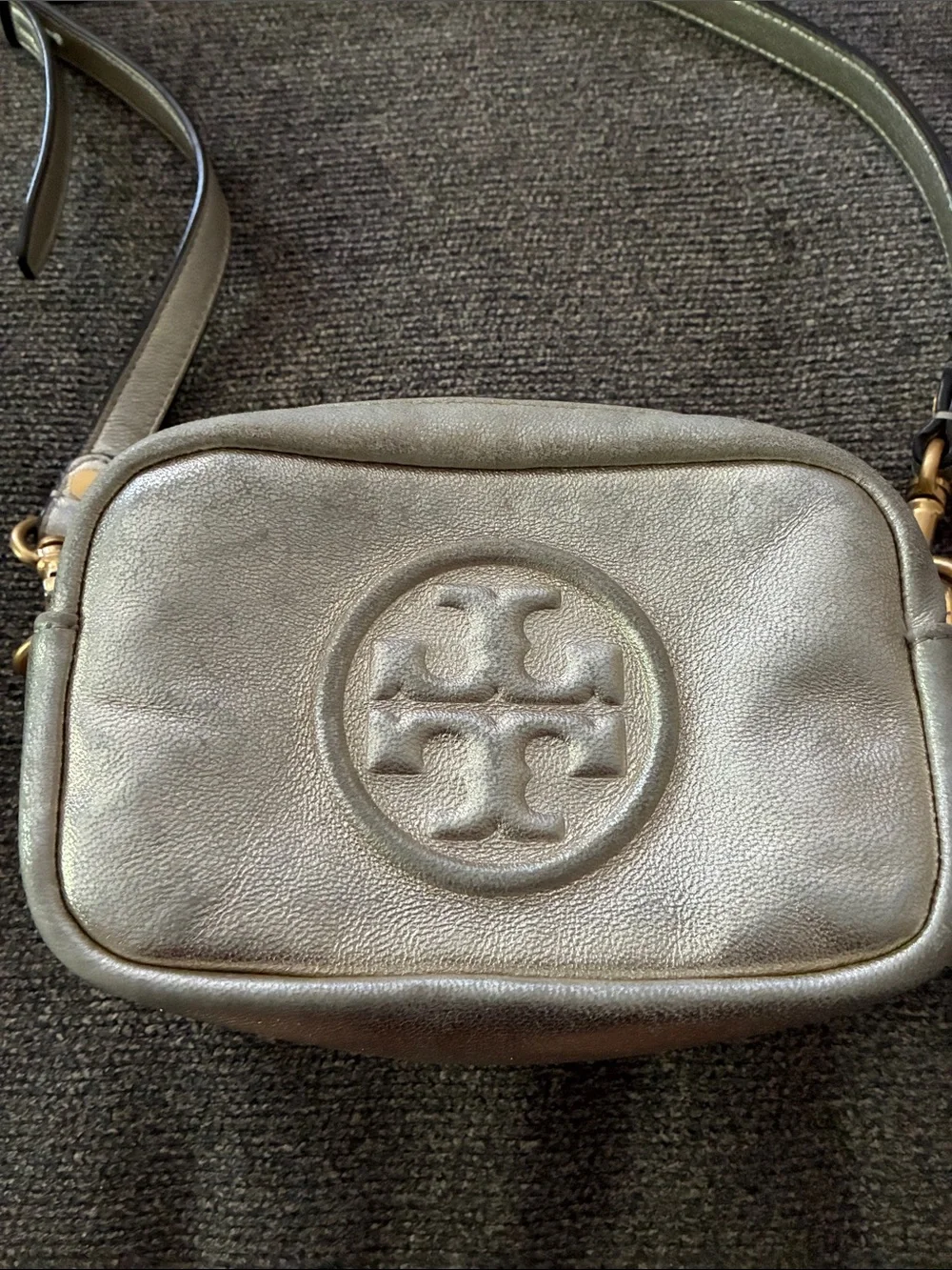 Tory Burch Metallic Gold Leather Crossbody Bag